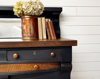 SOLD | Antique Black Empire Sideboard | Solid Wood Victorian