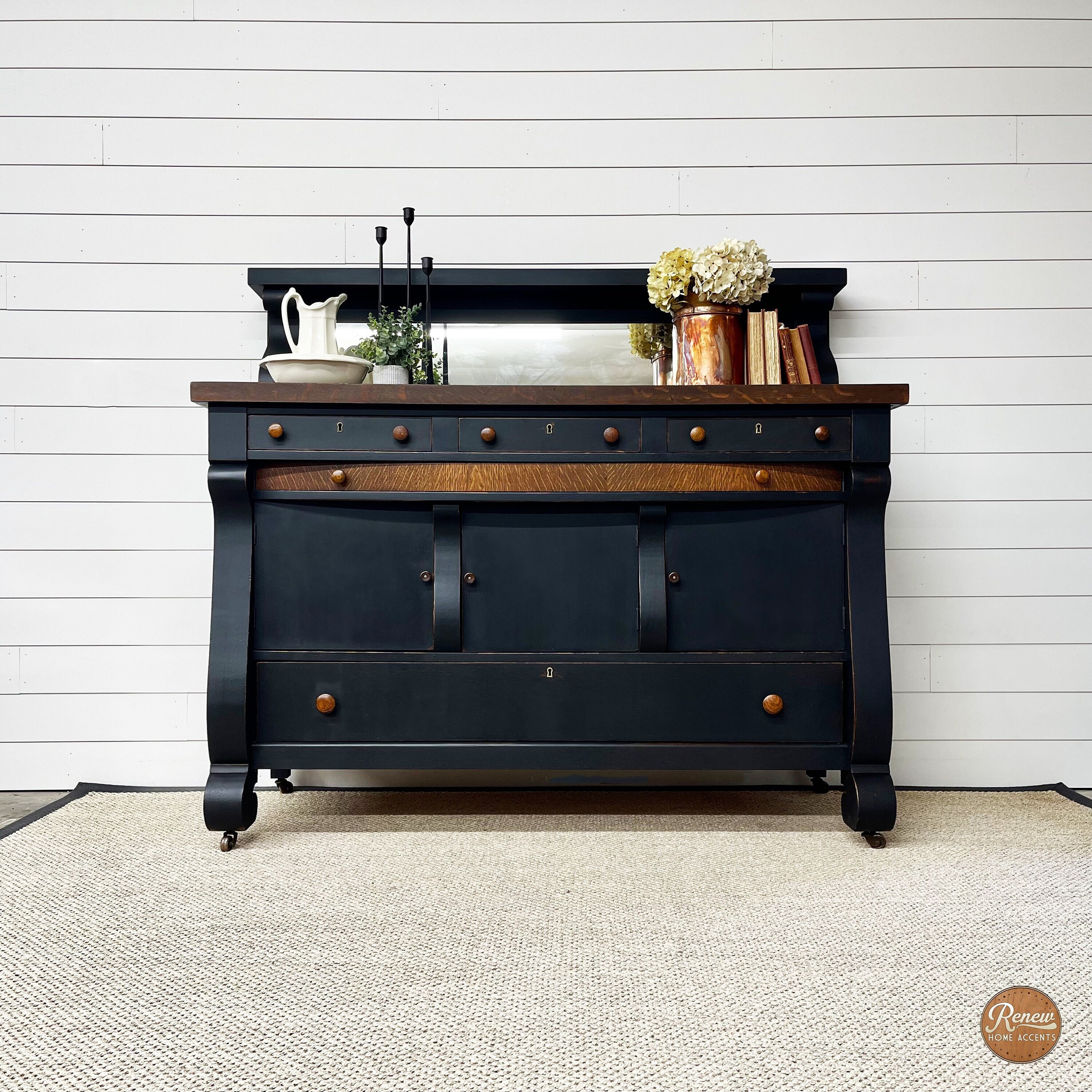 SOLD | Antique Black Empire Sideboard | Solid Wood Victorian SOLD | Antique Black Empire Sideboard | Solid Wood Victorian