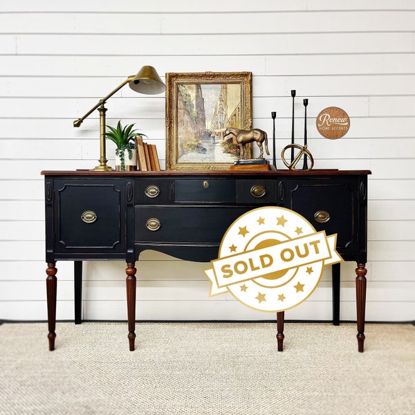 SOLD OUT | Antique Black Federal Sideboard | Vintage Buffet | Modern Farmhouse Furniture | French Country Furniture | Liquor Cabinet