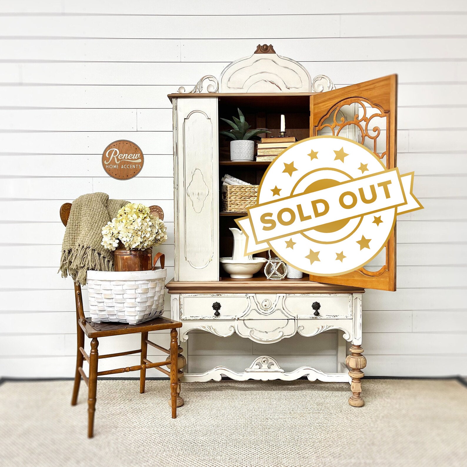 Antique Jacobean Hutch: Refinished Farmhouse China Cabinet - Etsy