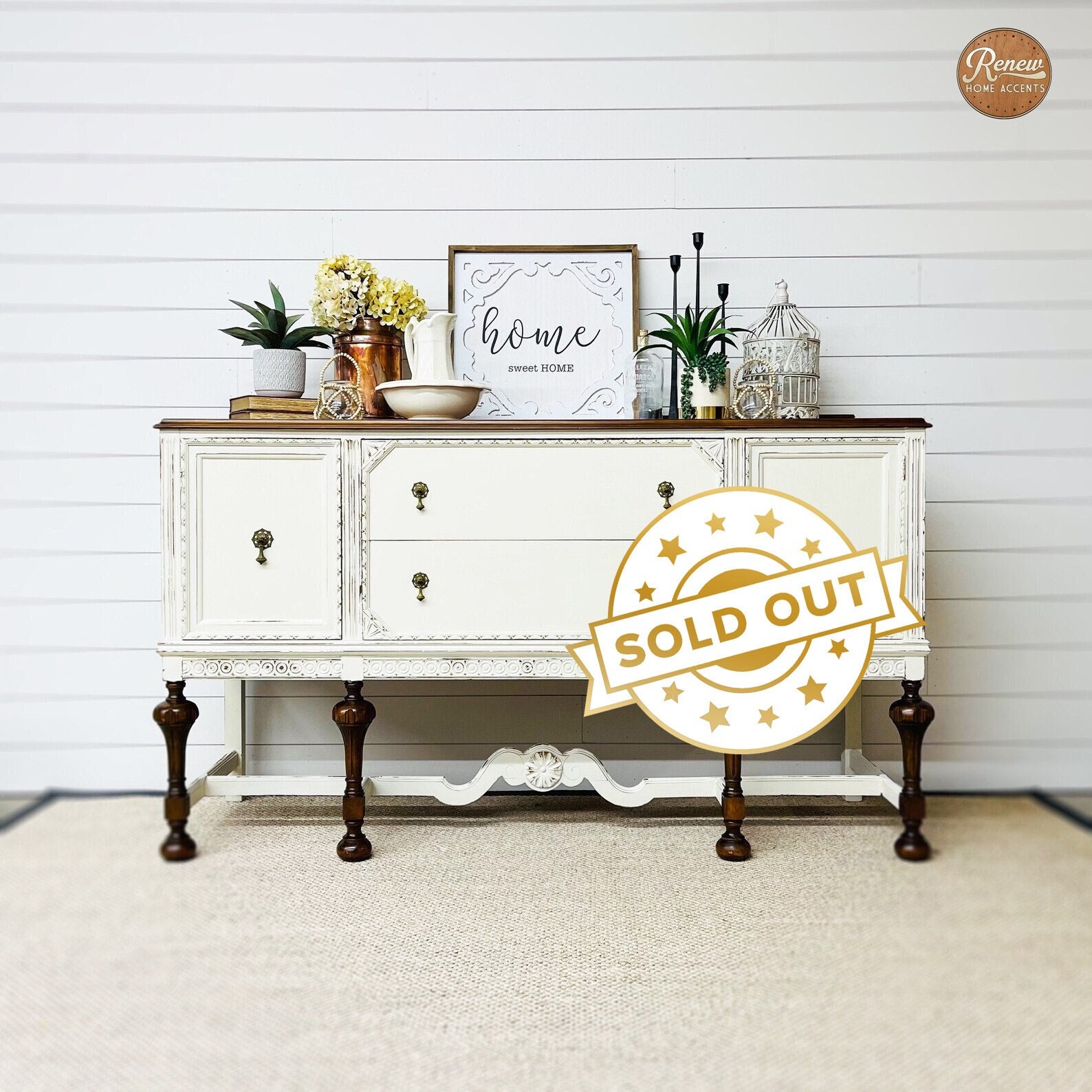 SOLD | Antique Jacobean Sideboard: Refinished Farmhouse Buffet - Etsy