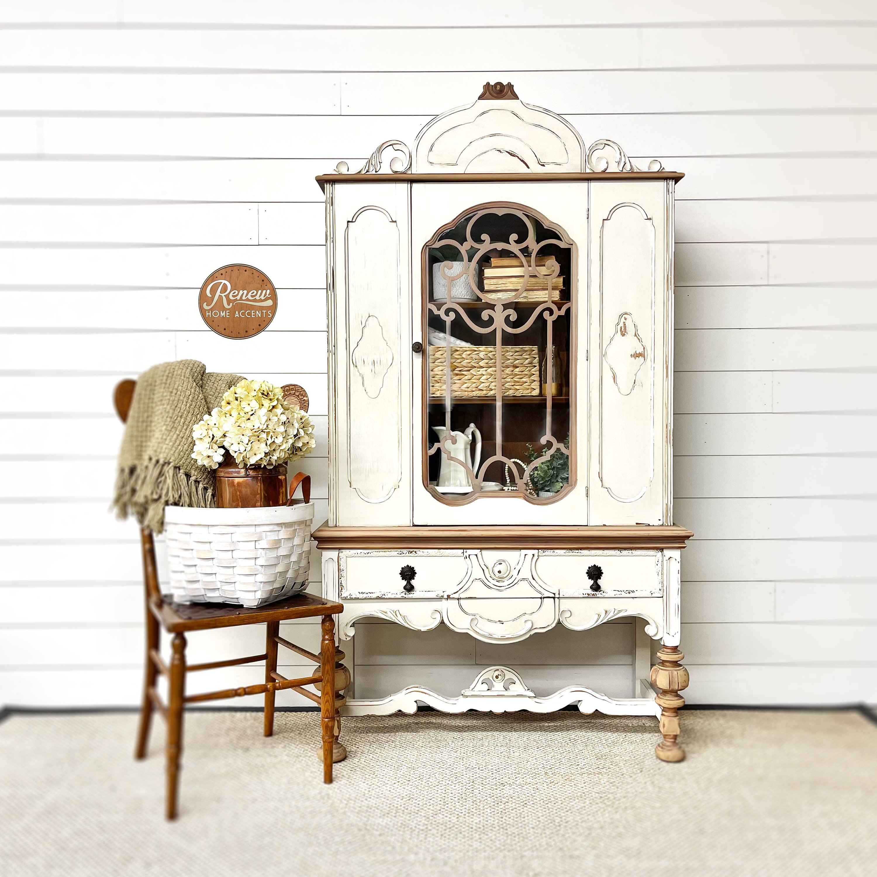 Antique Jacobean Hutch: Refinished Farmhouse China Cabinet - Etsy, image size:3000x3000