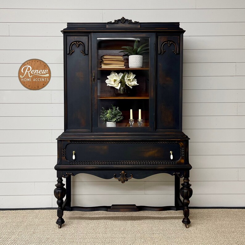 Antique Jacobean Hutch Vintage China Farmhouse Etsy