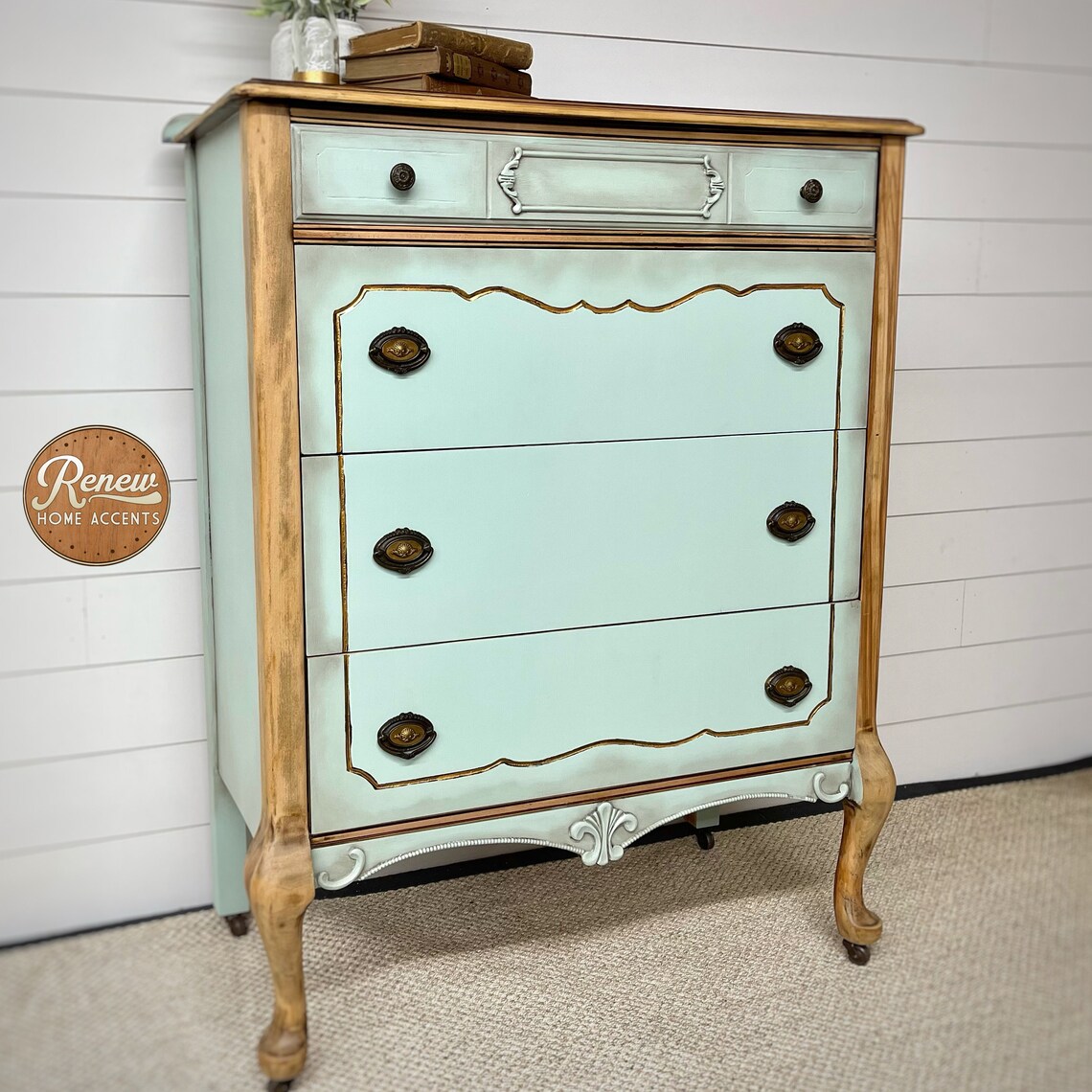 Antique Chest of Drawers Vintage Dresser Hand Painted Etsy