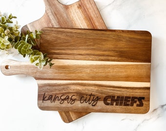 Kansas City Chiefs engraved charcuterie board - engraved cutting board