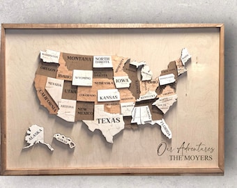 US Map Travel Map For Family Trips United States Map for travel gift for Hiker trail map Graduation gift for Senior College Graduation gift