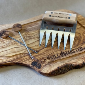 Olive wood charcuterie board - Olive wood steak board - Fathers day gift - gift for dad - Grillmaster - BBQ wood board - Meat Claws