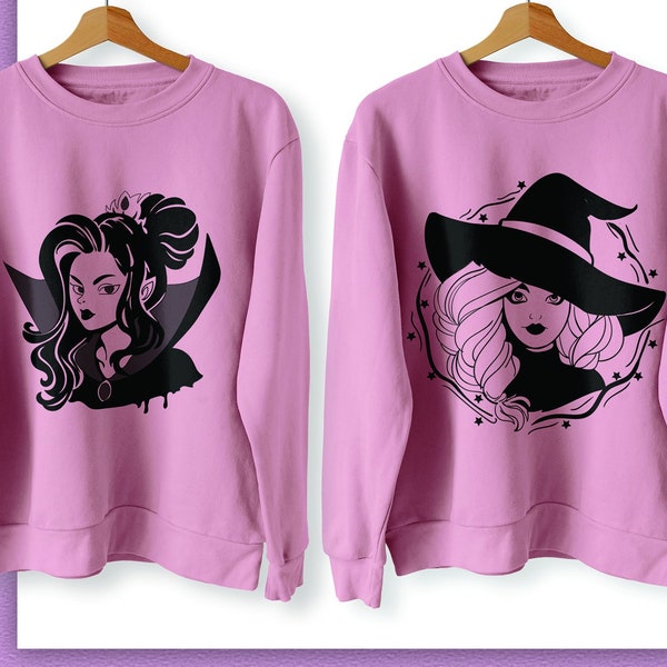 witch svg bundle with 3 designs pretty witch svg witchy svg halloween svg halloween shirt svg spooky svg witch hat pretty girl svg women svg