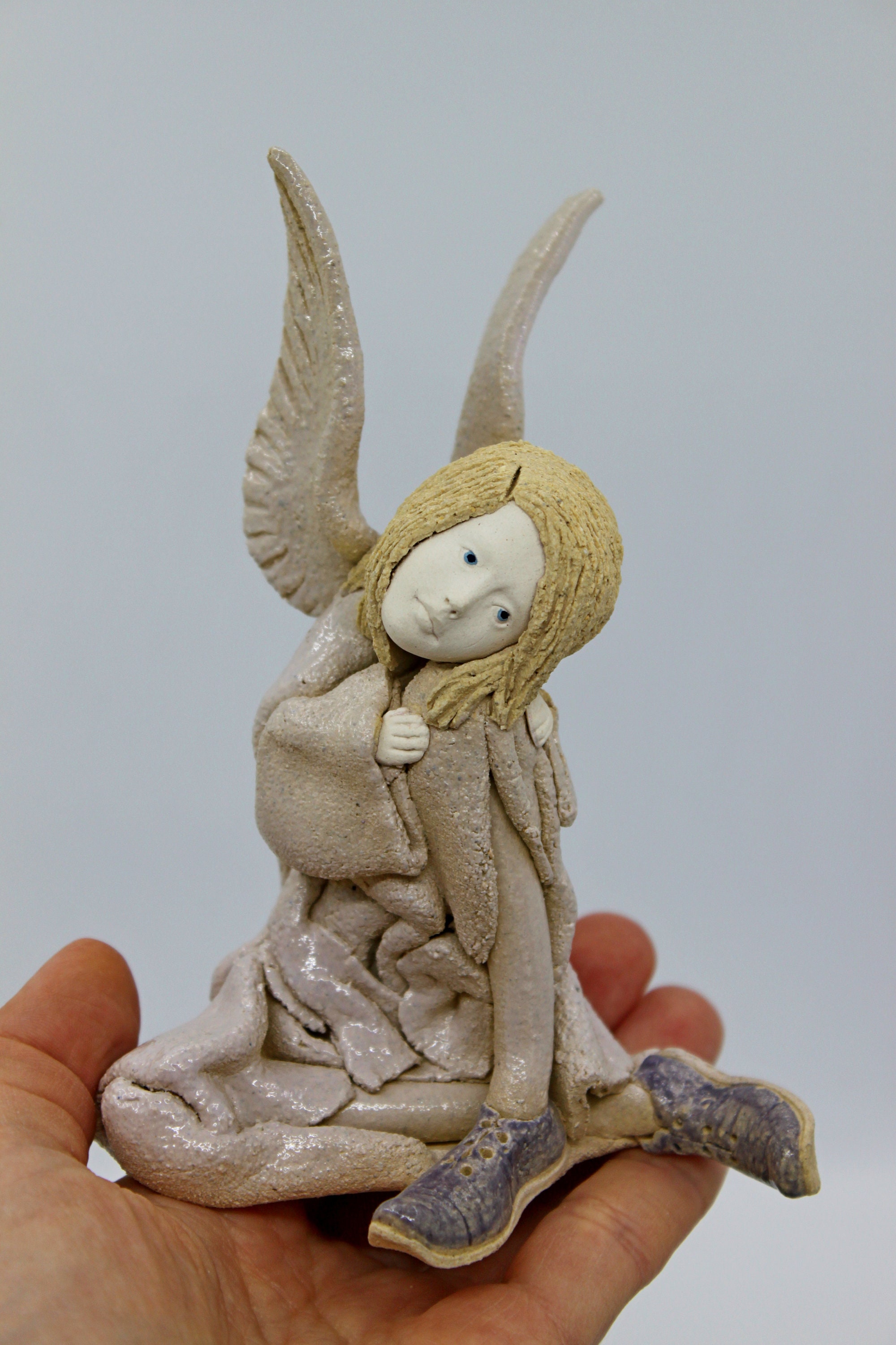 Unique ceramic angel figurine hand sculptured ceramic angel Etsy