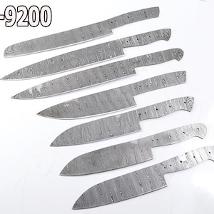 Set of 7 Customer blank blade Kitchen knives, Damascus blank blade/handmade blank/Chef blank blade/Damascus hunter blank/Blank Blade 9200