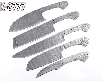5 pcs Set blank chef knives,Handmade Damascus blank chef knive/handmade blank/chef knives set/Damascus chef blank / Damascus chef set 8777