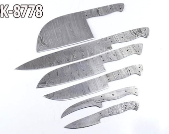 6 pcs Set blank chef knives,Handmade Damascus blank chef knive/handmade blank/chef knives set/Damascus chef blank / Damascus chef set 8778
