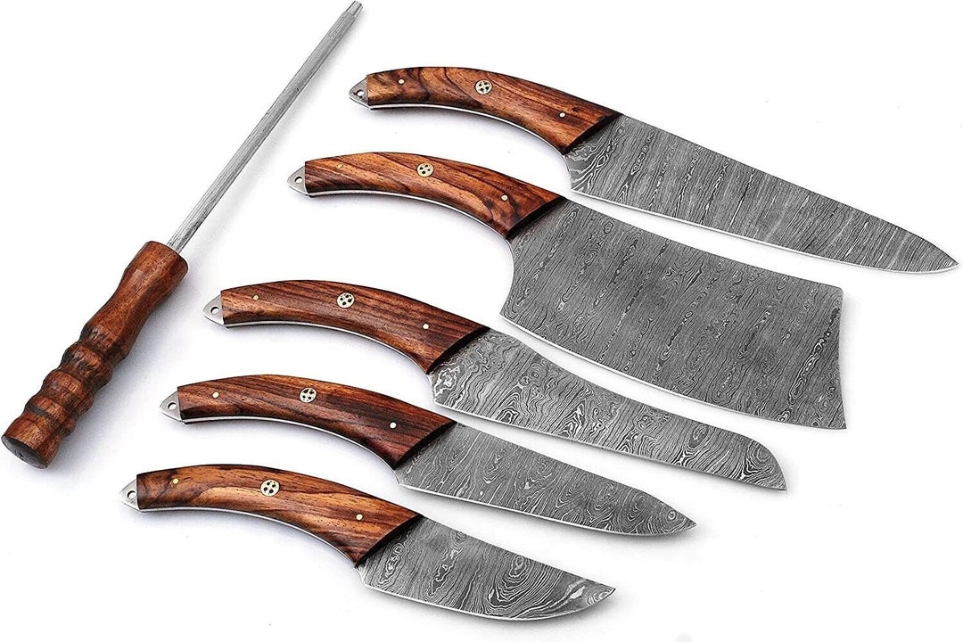 Chef Set of 6 Knives Damascus Steel Chef Knive /handmade Knives