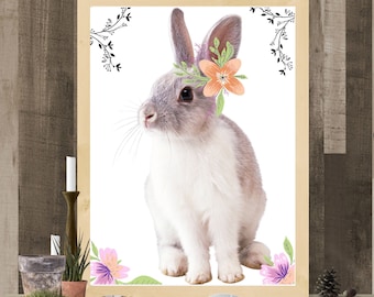 Cute Bunny Wall Art, Vintage Wall Decor, Rabbit Print Wall Art, Peter Rabbit Wall Art, Digital Download Rabbit Wall Decor