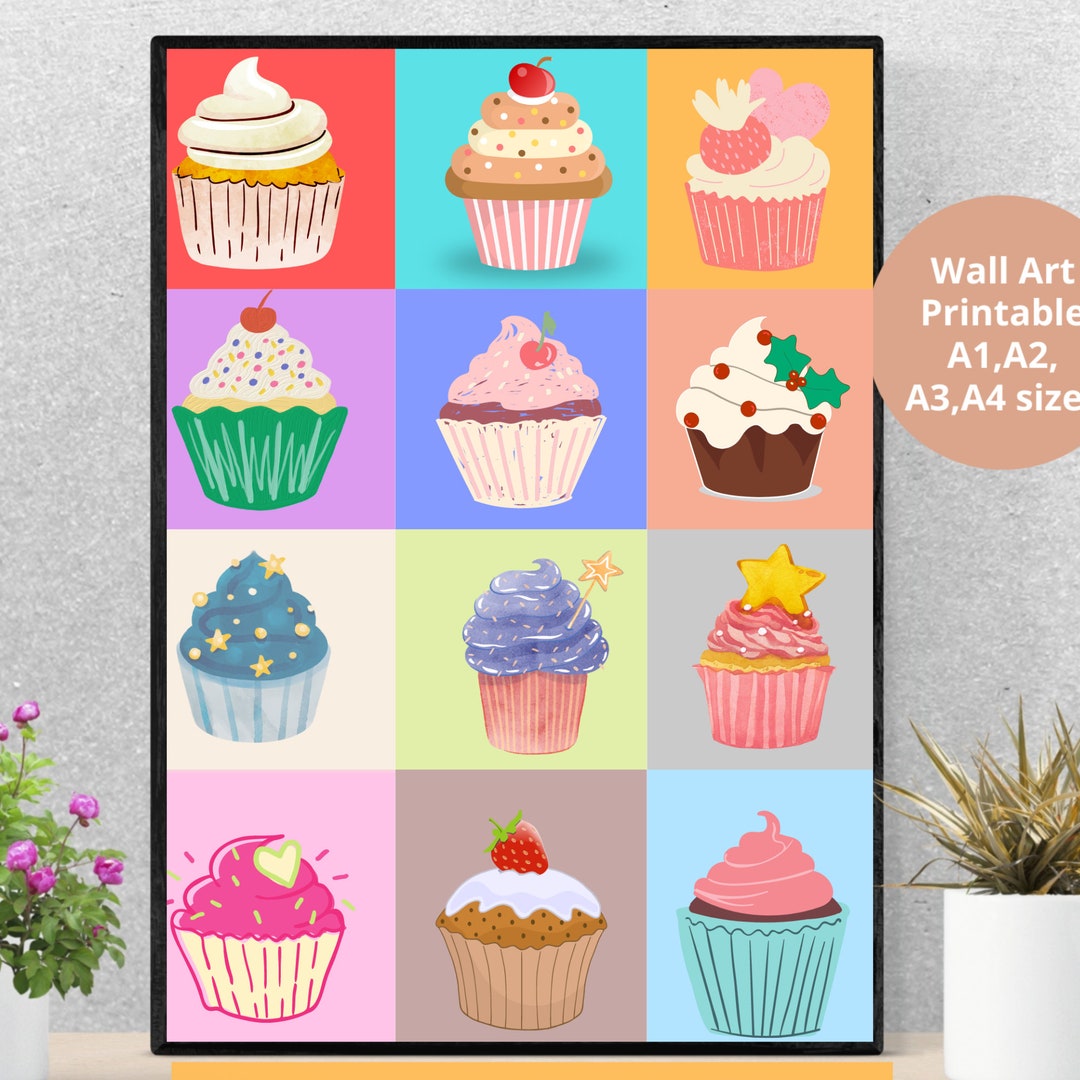 Cupcakes Wall Art for Kitchen,baking Wall Art,bakery Wall Art,food Art