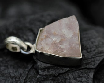 Rose quartz necklace pendant sterling silver, healing stone, birthstone, gemstone, energy stone, chakra necklace, silver jewelry, gift idea