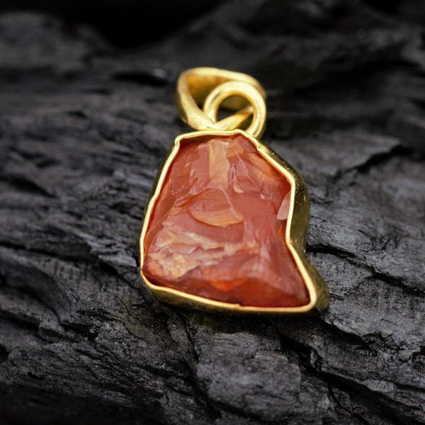 Carnelian chain pendant 24K gold plated, healing stone, birthstone, gemstone, energy stone, chakra chain, silver jewelry, gift idea