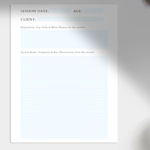Therapy Session Notes Fillable PDF Template I Simple Session Notes I Printable I Therapy Guide I Office Organization