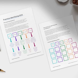 May include: Two worksheets with text and diagrams about obsessive-compulsive disorder (OCD). The first worksheet explains the mental sequence of OCD and the second worksheet has a practice activity to identify OCD.