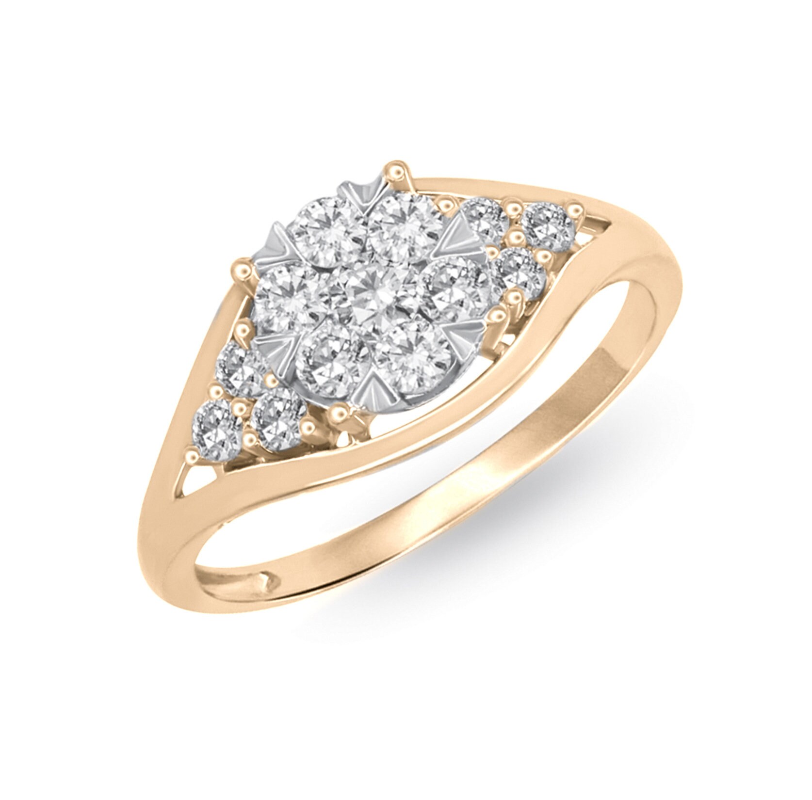 KASolid 18k gold 0.5 ct cluster diamond ring real natural Etsy