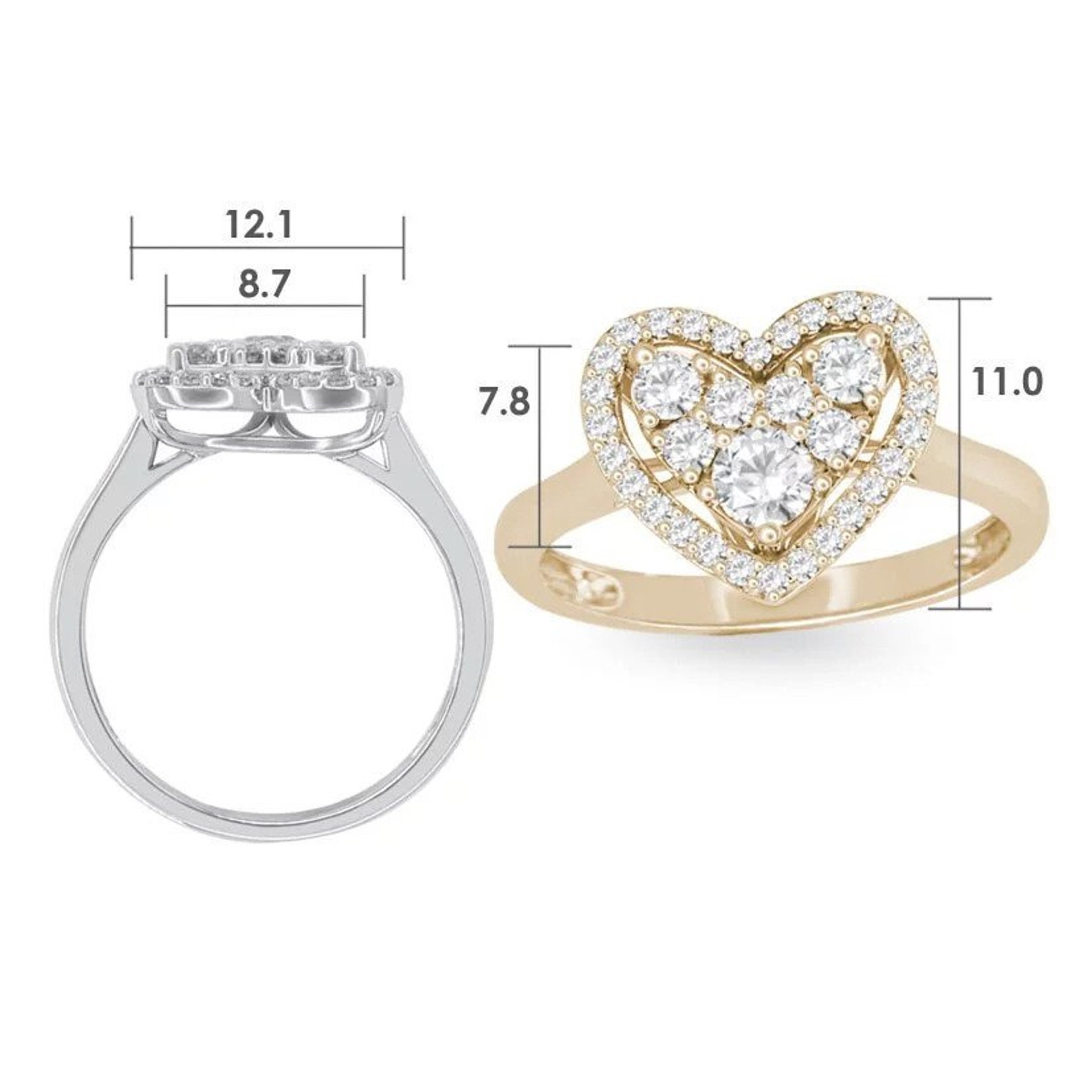 KASolid real 18k gold diamond ring 0.5/1.00ct cluster Etsy