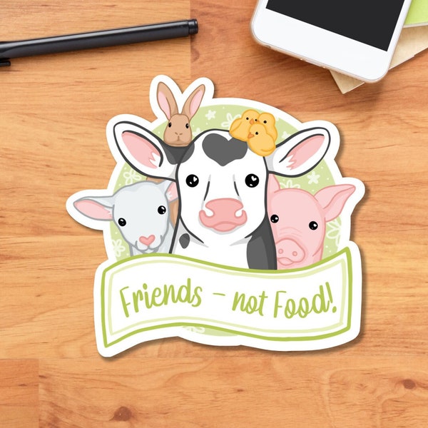 Friends not food sticker, Vegan Aufkleber, plantbased, Tierrechte Statement