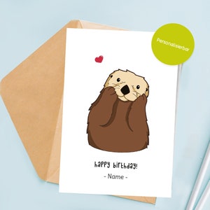 Otter folding card, birthday card, sweet greetings card, DIN A6