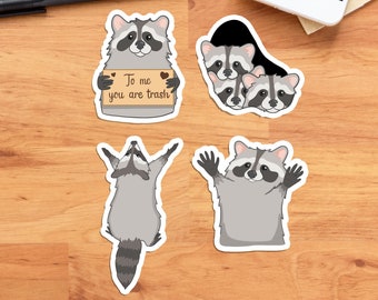 Waschbären Sticker, Raccoon, Trash Panda, süße Aufkleber
