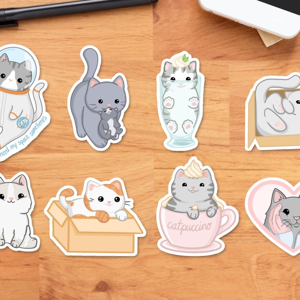 Katze Sticker Set, süße Katzen Aufkleber