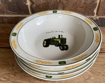 Ciotole per zuppa di cereali John Deere Gibson Nothing Runs Like A Deer Tractor 8" diametro Set di 4