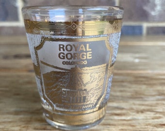 Vintage Culver Shot Glass Royal Gorge Colorado Aerial Tramway 22K Frosted