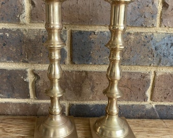 Vintage Lot of 2 Solid Brass Candlesticks Candleholder Pair Heavy 9"