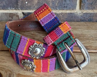 Fossil Womens Rainbow Leather Western Hippie Bohemian Waist 