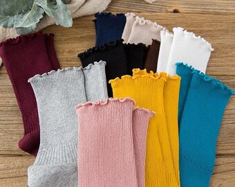 Chick Socks | Solid Socks |Ruffle Frilly Socks | Girls Socks | Streetwear Fashion | Cute Socks | Woman Socks | Trendy | Gift