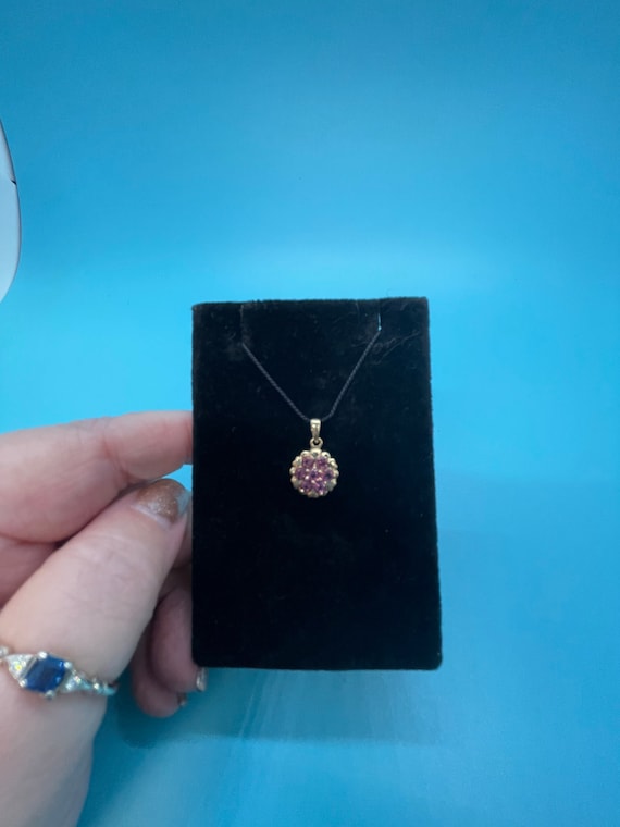 14k pink Tourmaline flower pendant