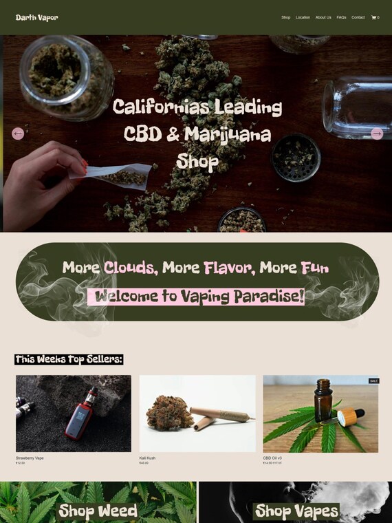 Vape Shop Web Template for Squarespace 7.1 - Download Website Template for  Weed Dispensaries, Weed Websites - Etsy