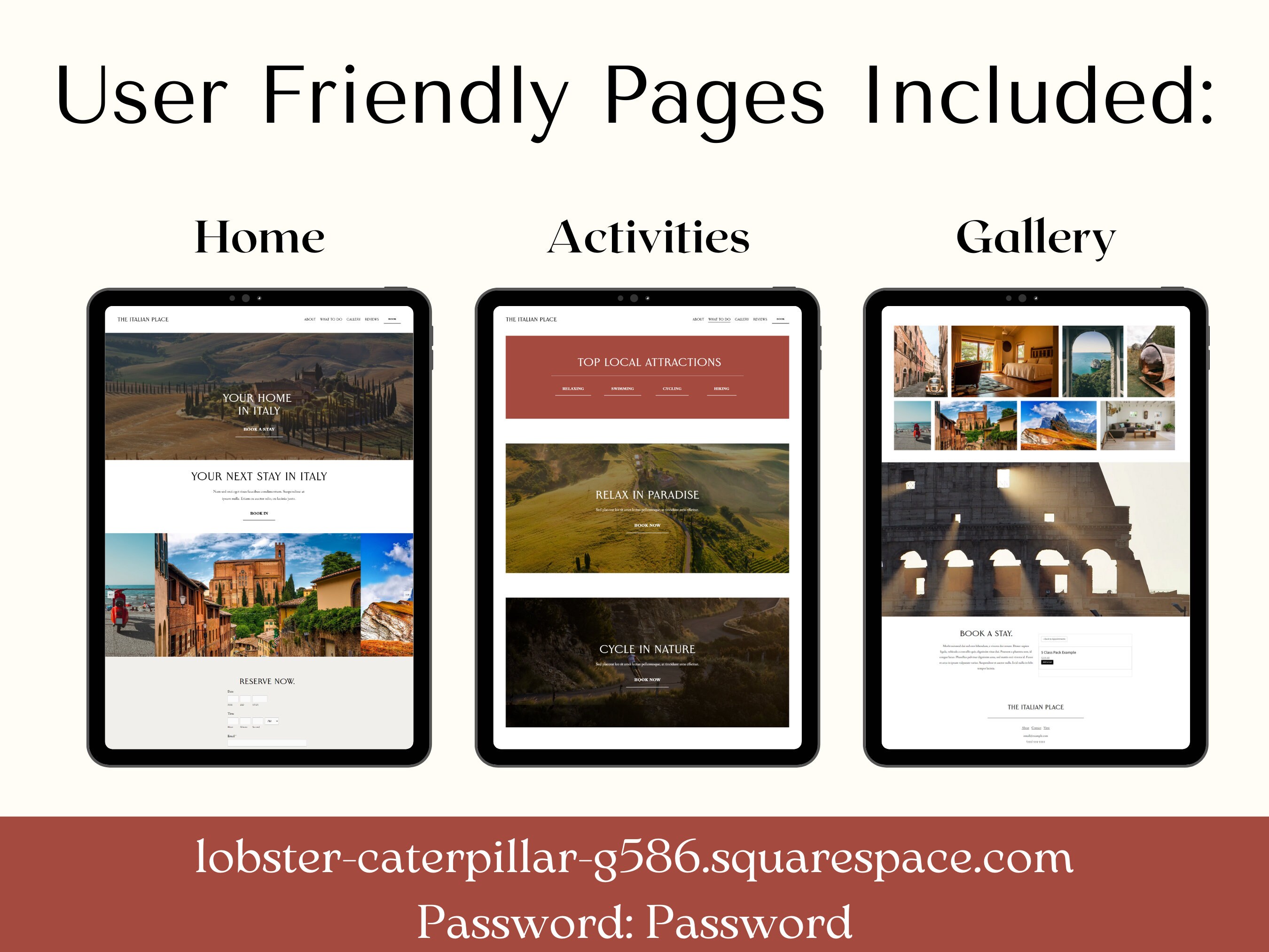 Air Bnb Squarespace Template Easy to Install site for B&b's, Hotels