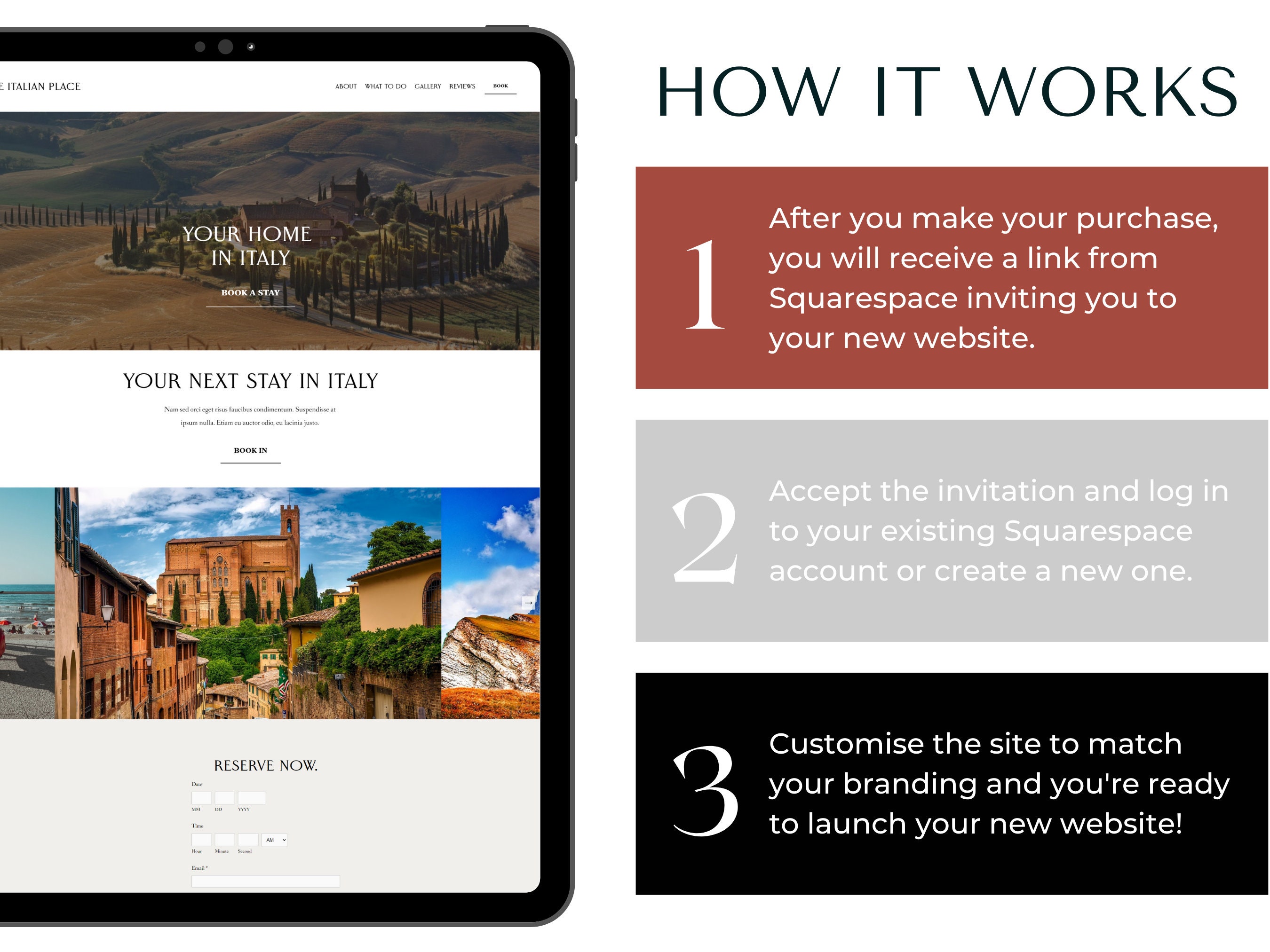 Air Bnb Squarespace Template Easy to Install site for B&b's, Hotels