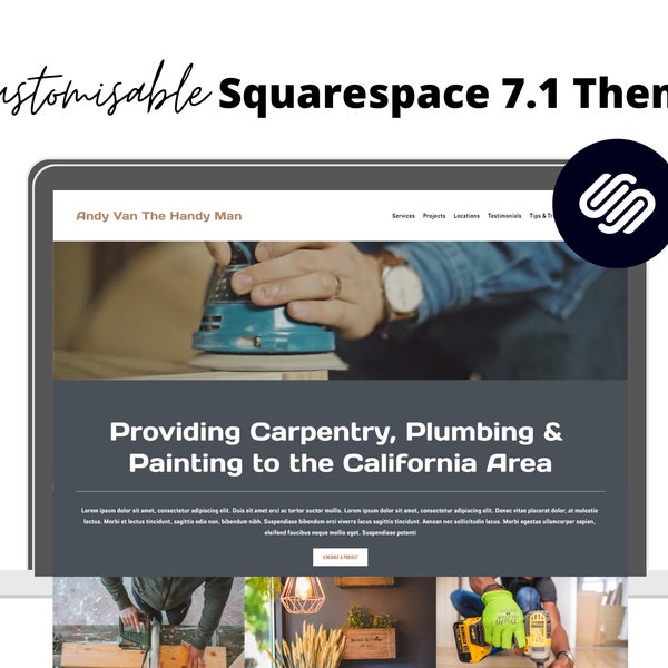 Handyman Squarespace Template - Easy to install website for Electricians, Carpenter, Painter, Plumber  - Cheap and Easy to setup