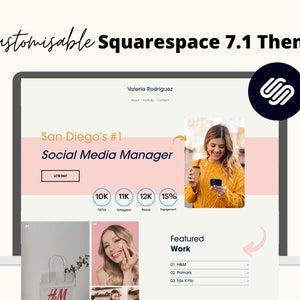 Social Media Manager Web Template for Squarespace 7.1 - Instant Download Premade Website For Virtual Assistant | Fully Customizable Website