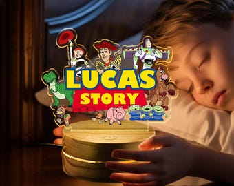 Personalized Toy Story LED Night Light, Custom Name Kids Bedroom Lamp