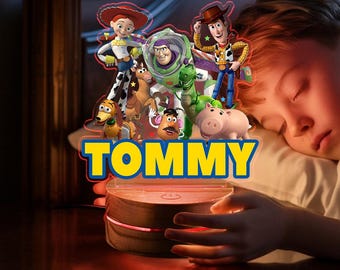 Custom Name Toy Story Acrylic Night Light, Personalized Pixar Disney Kids Room Decor