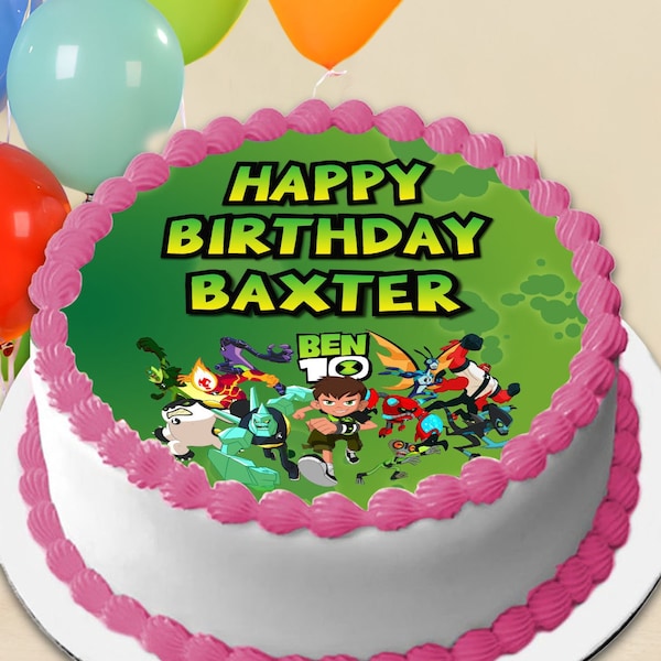 Cumpleaños de Ben 10, Topper de pastel de Ben 10 personalizado, Topper de pastel personalizado, Archivo digital, Decoración de fiesta de Ben 10, Favores de fiesta de Ben 10