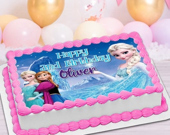 Disco Torta Frozen - Diametro 20cm - Commestibile - Decorazione Compleanno - Foto 3