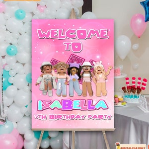 Video Game Girl Welcome Sign, Birthday Party For Kids, Birthday Girl, Kids Editable Sign Decor, Party Candy Bar Welcome Sign