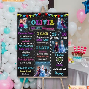 Die Eiskönigin 2 Geburtstag Tafel Poster, Die Eiskönigin Geburtstagsschild, Die Eiskönigin 2 Geburtstagsplakat, Geburtstags-Kreidetafel, Frozen Tafel, Frozen Tafel