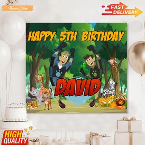 Wild Kratts Birthday Backdrop, Birthday Boy Party Banner Decor, Wild Kratts Birthday Party Decorations