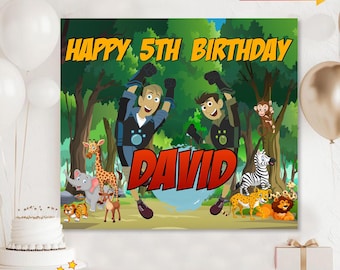 Wild Kratts Birthday Backdrop, Birthday Boy Party Banner Decor, Wild Kratts Birthday Party Decorations