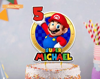 Printable Super Mario Birthday Cake Topper for Kids, Personalized Name Mario Brother Cake Topper,  Cake Topper Birhtday for Boys Girls