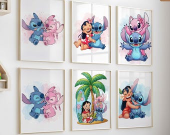 Lilo and Stitch Wall Art Set: Illustrated Nursery Printable Decor (Digital File)